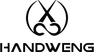 Black Handweng logo with stylized scissors icon, grooming tools brand emblem