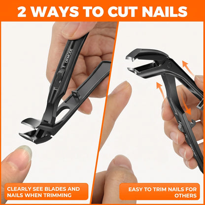 Long handled toenail clippers with two-way grip for easy self-trimming and assisted care.